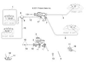 Polaris 1911431 Line Brake M/c Rear Genuine Oem Part Qty 1