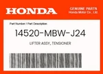 Honda Genuine Lifter Assy., Tensioner 14520-MBW-J24. Fixed Price $95.85.
